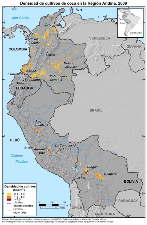 Mapa de cultivos de cocaina / tni.org